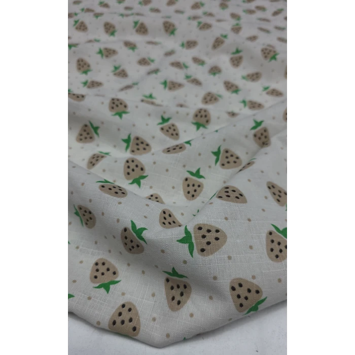 ÇİLEK DESENLİ Pamuk Ketenler