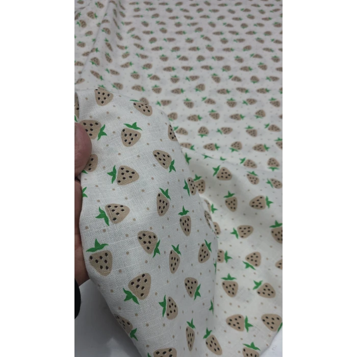 ÇİLEK DESENLİ Pamuk Ketenler