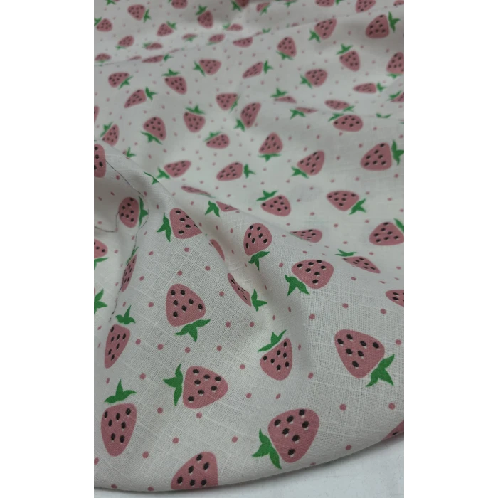 ÇİLEK DESENLİ Pamuk Ketenler