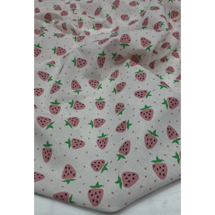 ÇİLEK DESENLİ Pamuk Ketenler