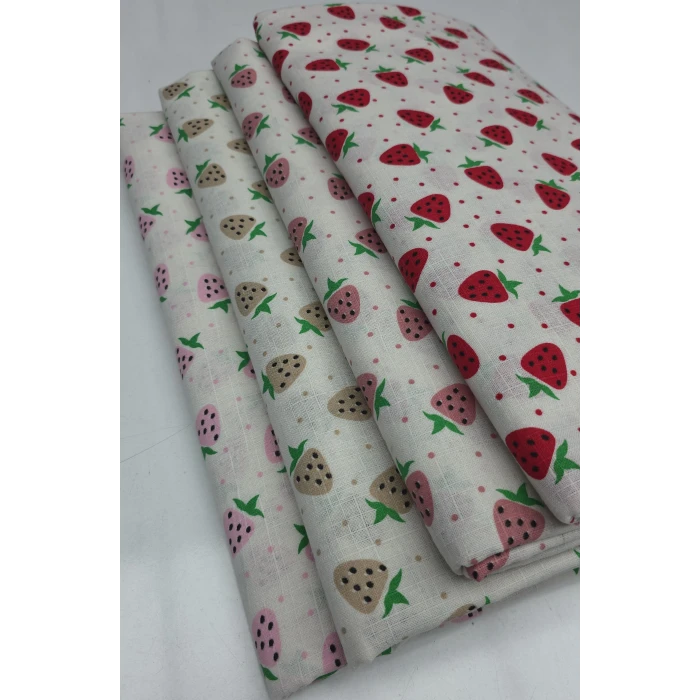 ÇİLEK DESENLİ Pamuk Ketenler