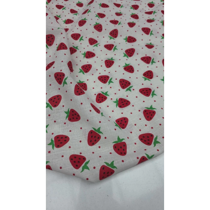 ÇİLEK DESENLİ Pamuk Ketenler