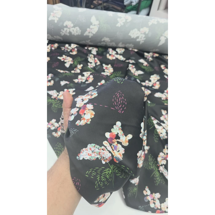 AKASYA Rayon İpek Floş Saten