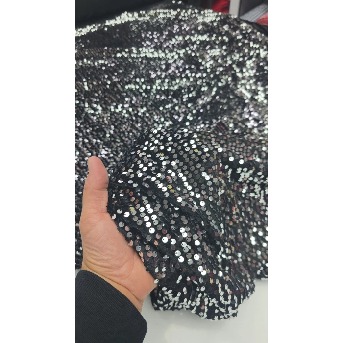 GÜMÜŞ PULLU KADİFE PUL PAYET