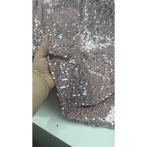 Pudra Kumaş Üzerine Pudra Pul Payet İthal Kadife