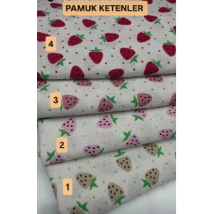 ÇİLEK DESENLİ Pamuk Ketenler