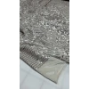 Ecru Kumaş Üzerine Ecru Pul Payet İthal Kadife