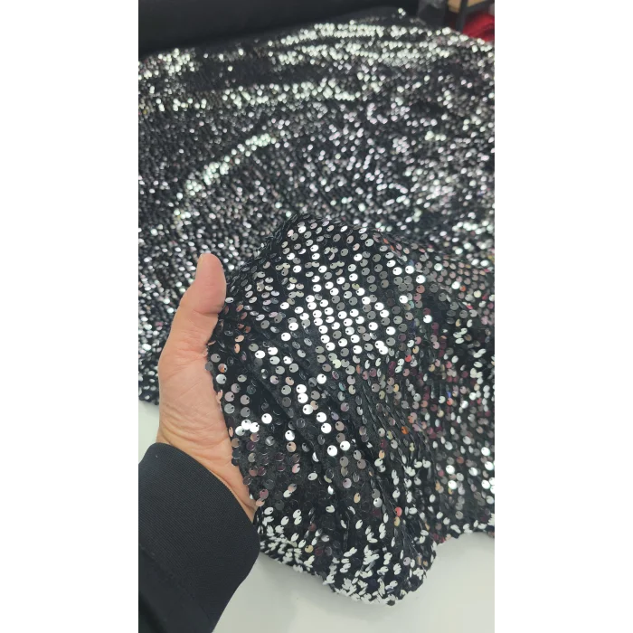 GÜMÜŞ PULLU KADİFE PUL PAYET