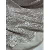 Ecru Kumaş Üzerine Ecru Pul Payet İthal Kadife