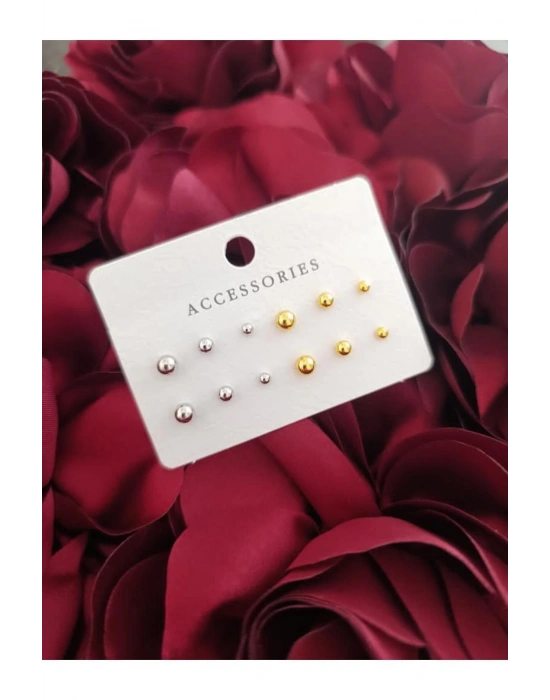 12 Adet Top Küpe Piercing Çok Amaçlı Ürün (Altın- Gümüş)