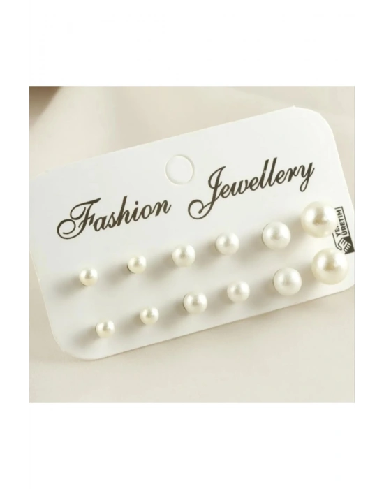 12 li Top Küpe (Beyaz)