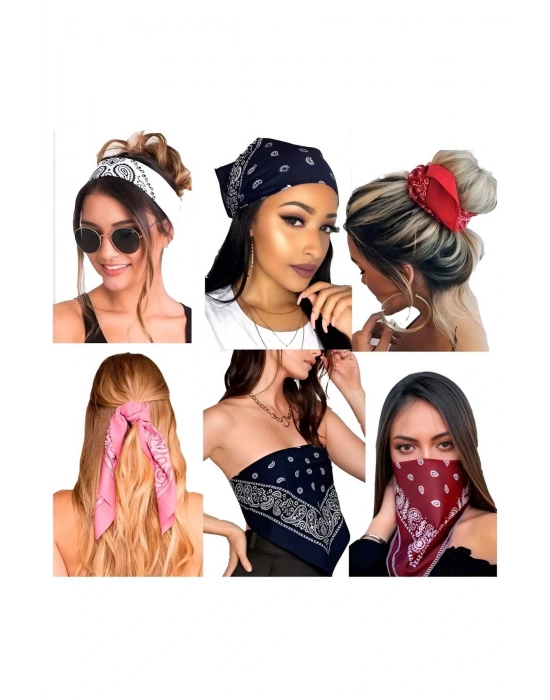 3 Adet Desenli Kare Bandana