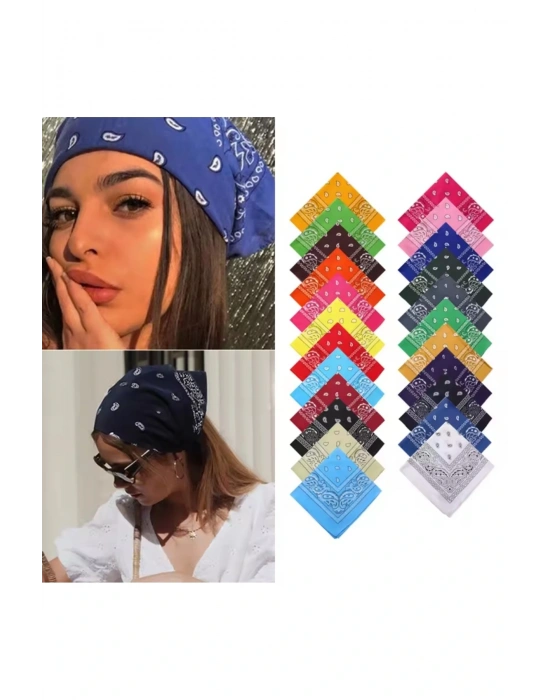 3 Adet Kare Bandana Fular Çok Amaçlı Pamuklu Desenli Kumaş