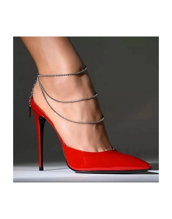 3 Katmanlar Halhal Bilezik Yüksek Topuklu Zincirli Ayak Bileği (Gümüş)