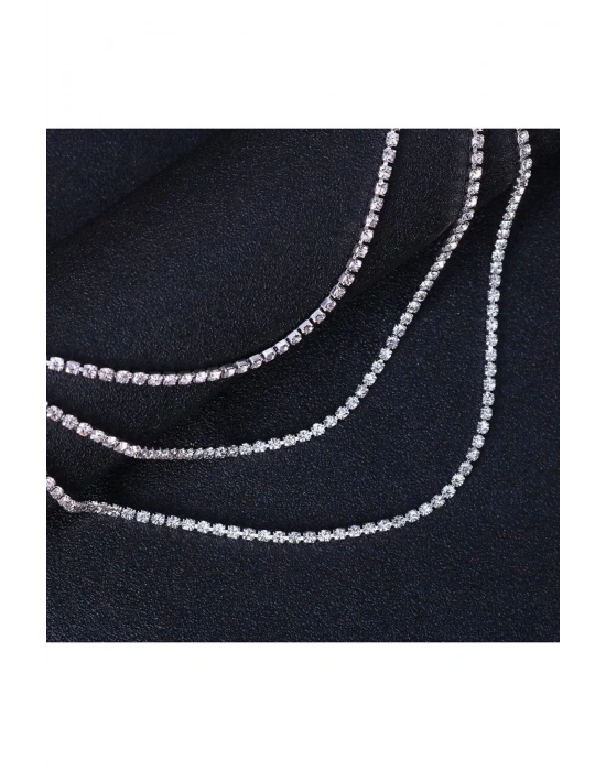 3 Katmanlar Halhal Bilezik Yüksek Topuklu Zincirli Ayak Bileği (Gümüş)