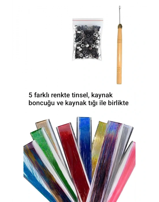 5 Farklı Renkte Tinsel Kaynak Boncuğu ve Kaynak Tığı
