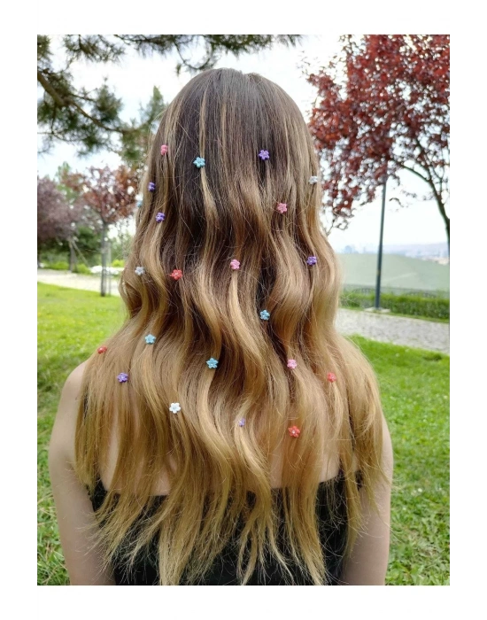 24 Adet Canlı Renkli Saç Süsü Lily Örgü Tokası