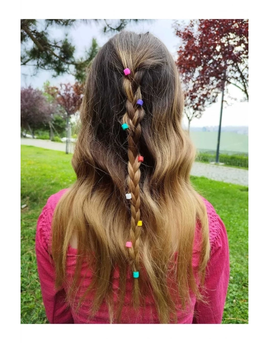 Renkli Saç Örgü Boncuğu 50li