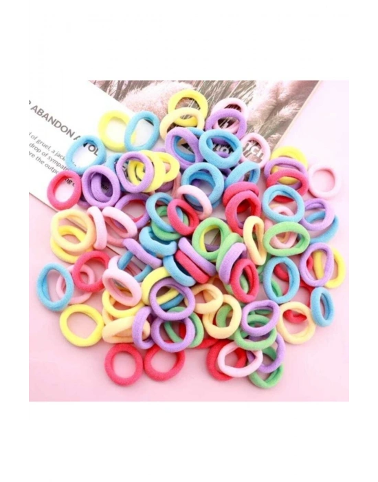 Karışık Neon Renkler 50 Adet Kumaş Saç Lastik Tokası Mini Tokalar ve 10 Adet Lastik