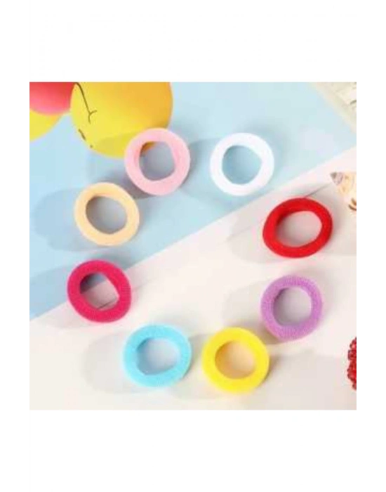 Karışık Neon Renkler 50 Adet Kumaş Saç Lastik Tokası Mini Tokalar ve 10 Adet Lastik