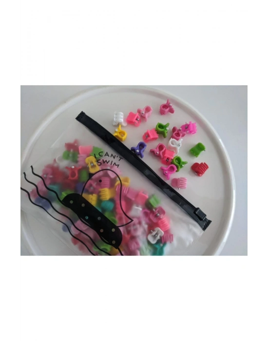 Şeffaf Çantalı 50 Li Renkli Mandal Toka