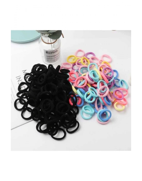 Lily 50 Adet Siyah 50 Adet Soft Renkler Havlu Toka Çocuk Tokası Örgü Tokası Okul Tokası