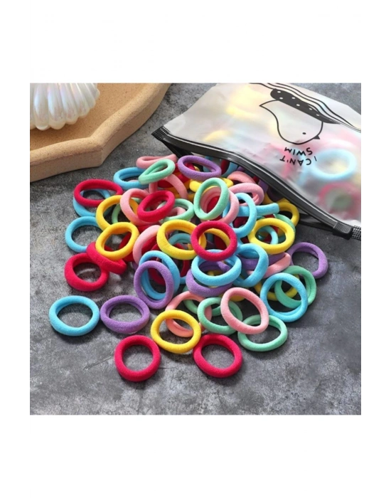 Şeffaf Çantalı Soft Renk 100 Adet Örgü Saç Lastik Tokası Mini Tokalar