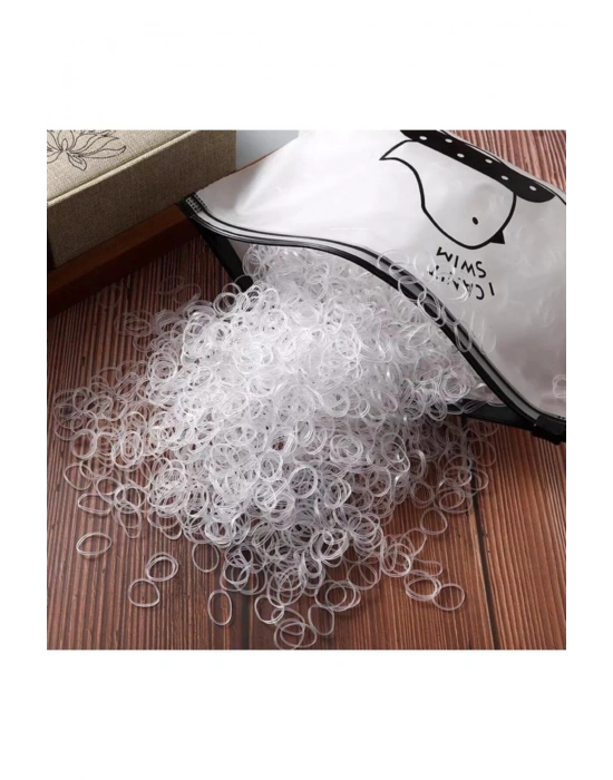 Şeffaf Çantalı 500 Adet Şeffaf Örgü Saç Lastik Tokası Mini Tokalar