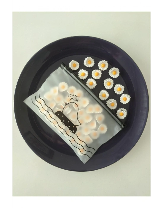 Şeffaf Çantalı 30 Adet Papatya Mandal Toka