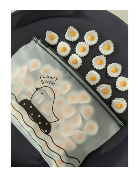 Şeffaf Çantalı 30 Adet Papatya Mandal Toka