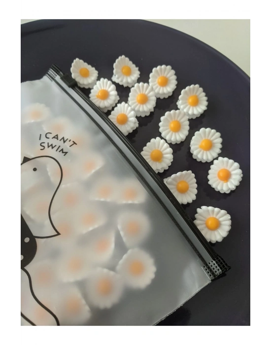 Şeffaf Çantalı 30 Adet Papatya Mandal Toka