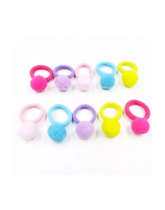 5 Çift Lily Ponponlu Lastik Toka