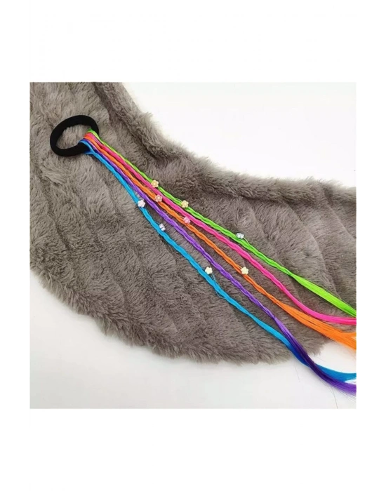 Lily Çiçekli Gökkuşağı Lastikli Saç