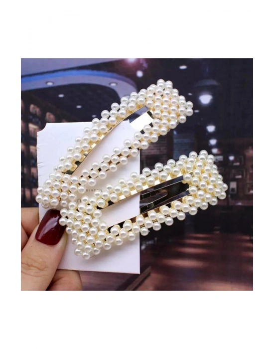 Vintage Kadın 2li Incili Çıtçıt Yan Toka - Trend Model