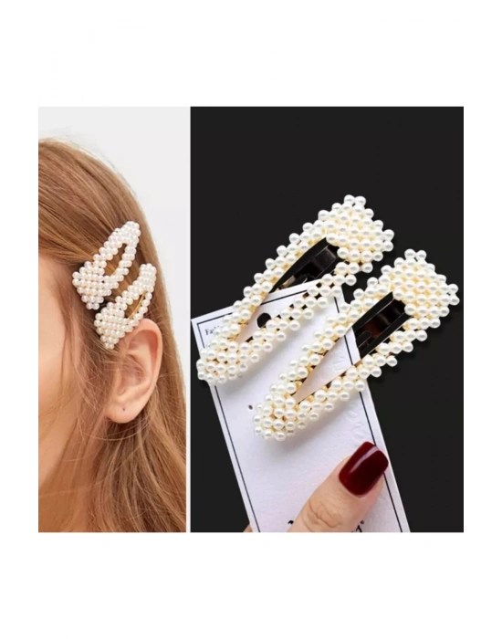 Vintage Kadın 2li Incili Çıtçıt Yan Toka - Trend Model