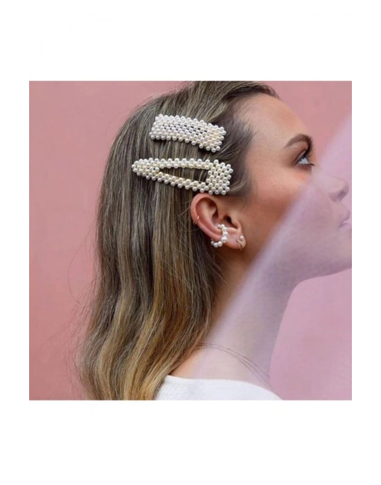 Vintage Kadın 2li Incili Çıtçıt Yan Toka - Trend Model