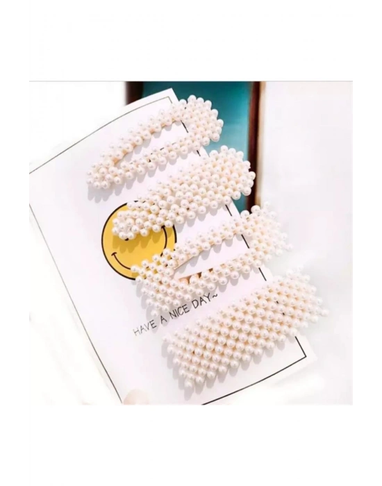 Vintage Kadın 4lü Incili Çıtçıt Yan Toka - Trend Model