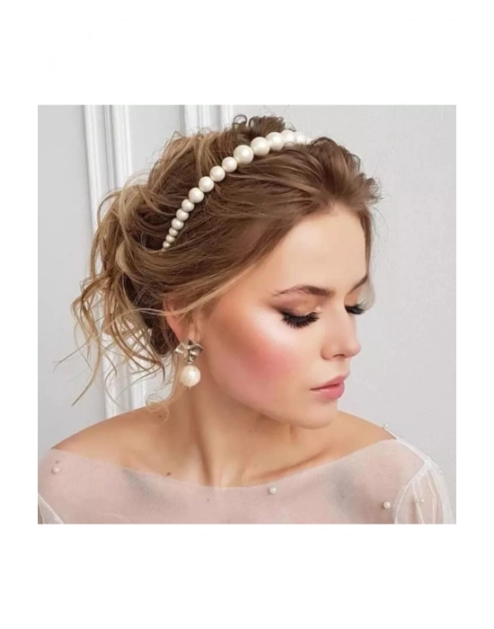 Vintage Zarif Büyük Incili Taç