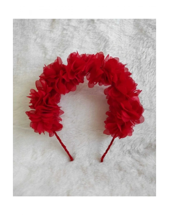 Kırmızı Çiçekli Tac Lohusa Tacı Kına Tacı