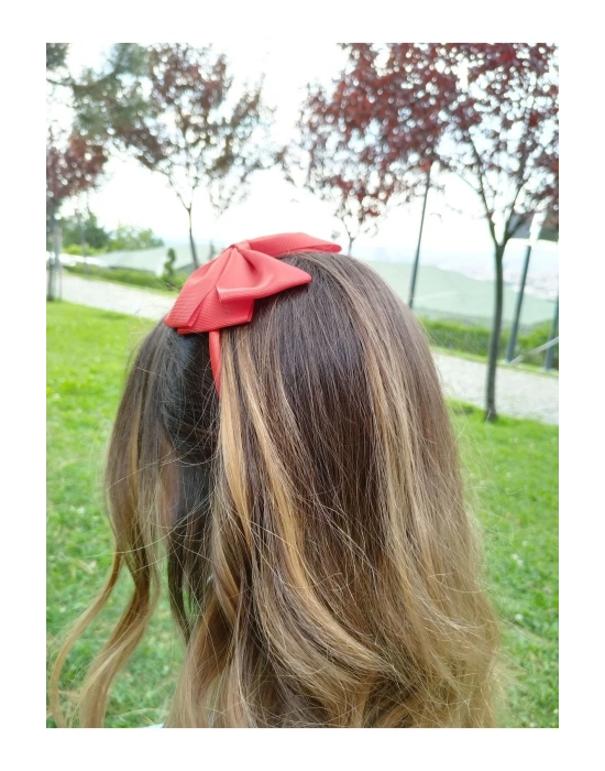 Kız Çocuk Kırmızı Renk Kurdele Fiyonklu Lily Taç