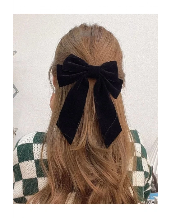 Vintage Kadife Fiyonklu Otomatik Klipsli Toka