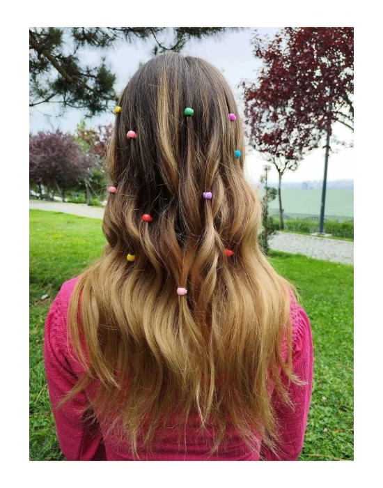 Lily Kız Çocuk 12 Adet Renkli Saç Örgü Boncuğu