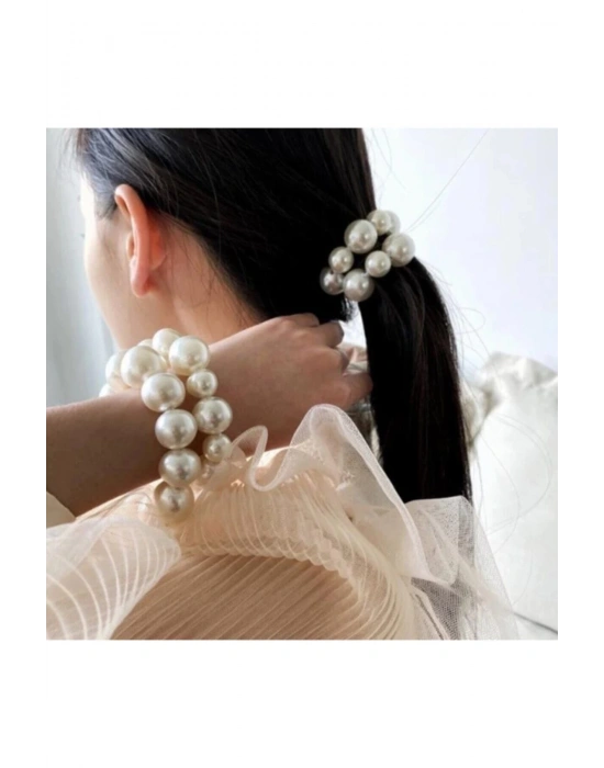 Vintage Küçük-büyük Sıralı Incili Halka Toka