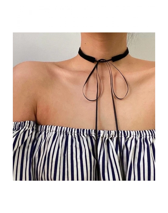 Vintage Kadife Şerit Sporty Kolye