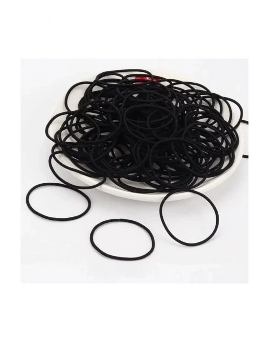 20 Adet Yetişkin Siyah Renk Ince Saç Lastik Tokası Çap 5 Cm