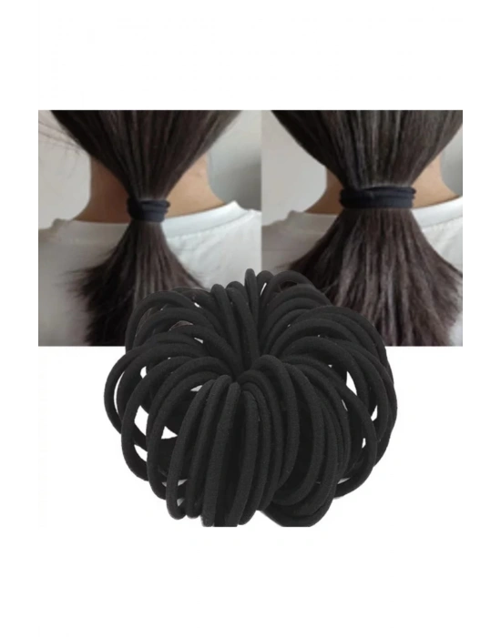 16 Adet Siyah Renk Yetişkin Orta Kalınlıkta Kumaş Saç Lastik Tokası Çap 5 Cm Kalınlık 4 Mm