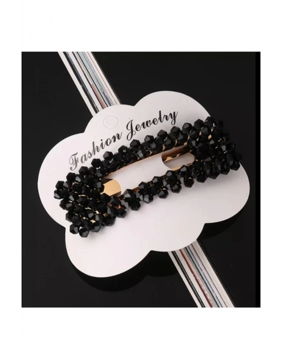 Vintage 1 Adet Siyah Inci Kristal Çıtçıt Toka