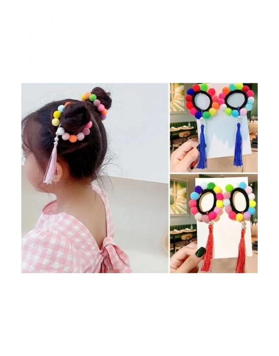 Lily Kız Çocuk Ponponlu Topuz Lastik Tokası