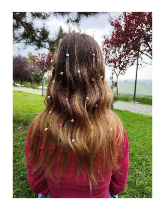 Soft Renklerde 24 Lu Saç Süsü Saç Örgü Boncuğu Lily Örgü Tokası