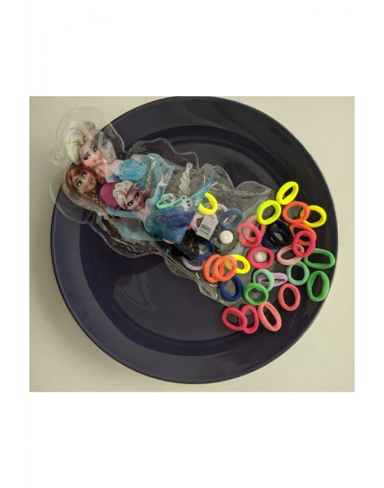 Lily Elsa Çantalı 50 Adet Karışık Renkli Havlu Lastik Toka Lily Örgü Tokası Bebek Saç Lastik Tokası